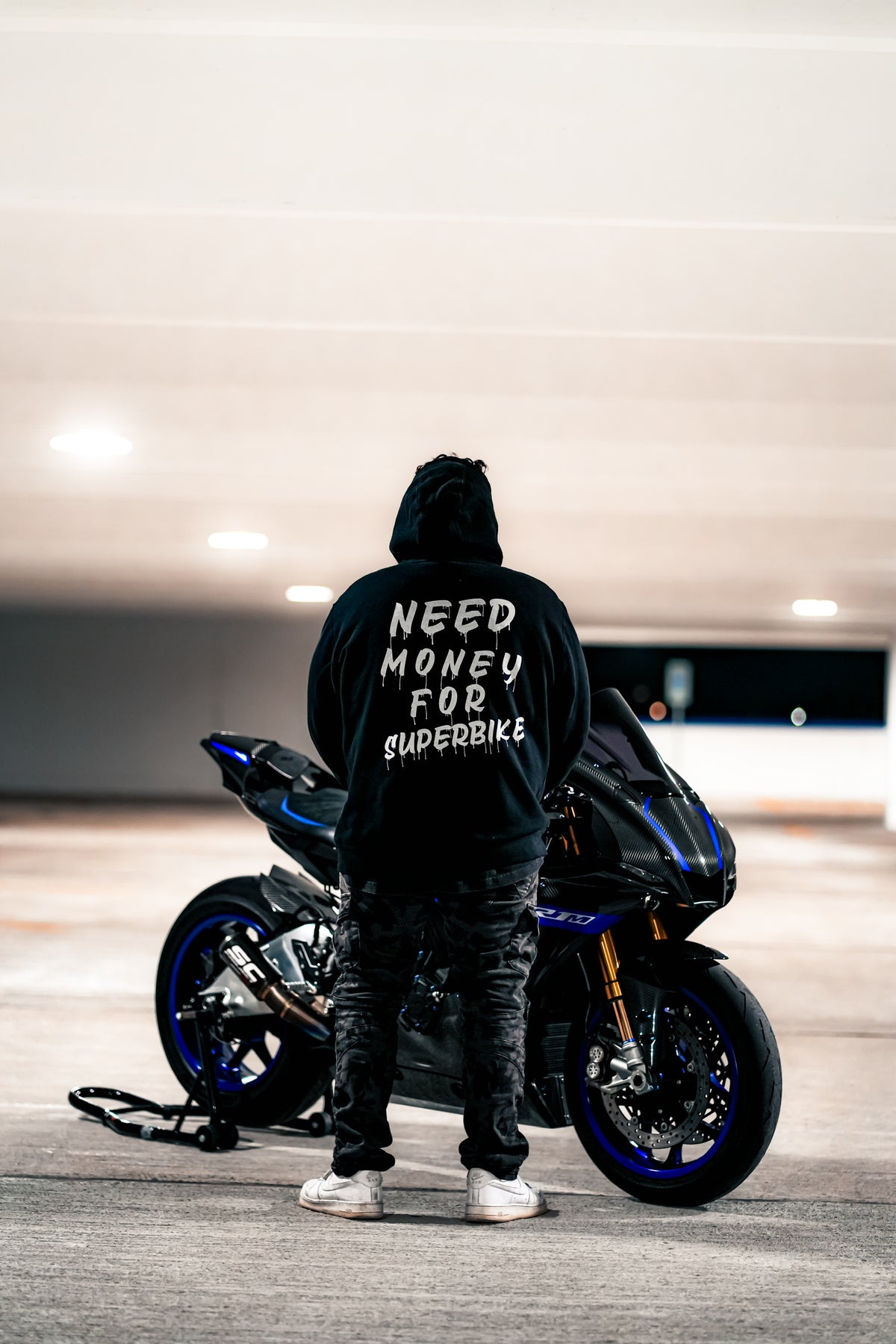 'Need Money for Superbike' Hoodie (Mid-Weight)