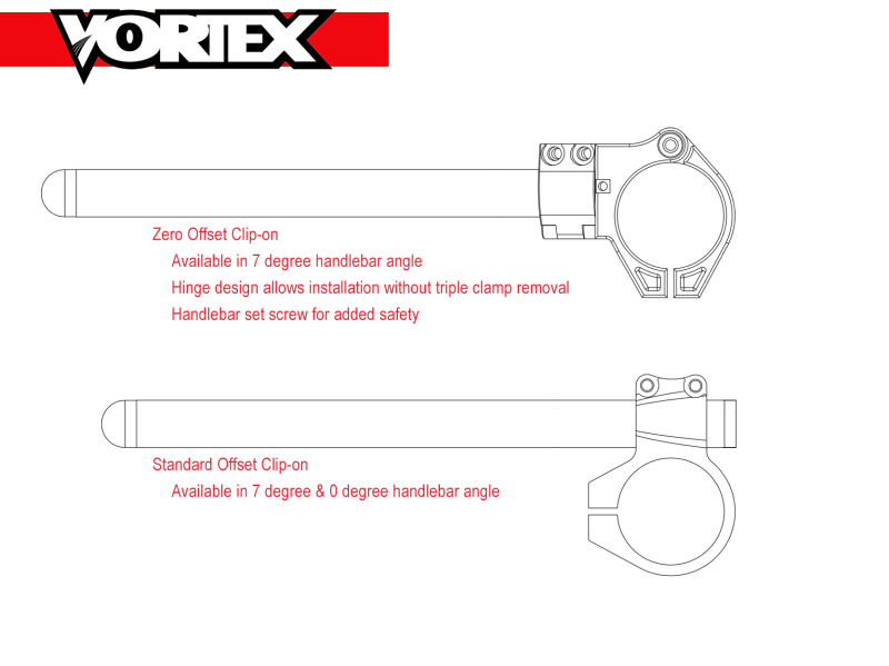 Vortex Clip-Ons Zero Offset 7 Degree Kit