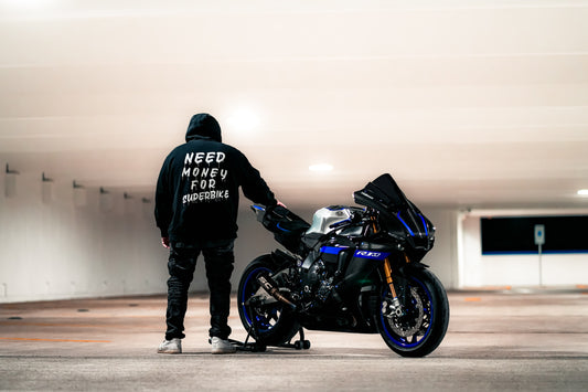 'Need Money for Superbike' Hoodie (Mid-Weight)