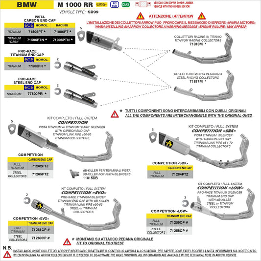 Arrow 71818MI Titanium Racing Headers (2025+ M1000RR)