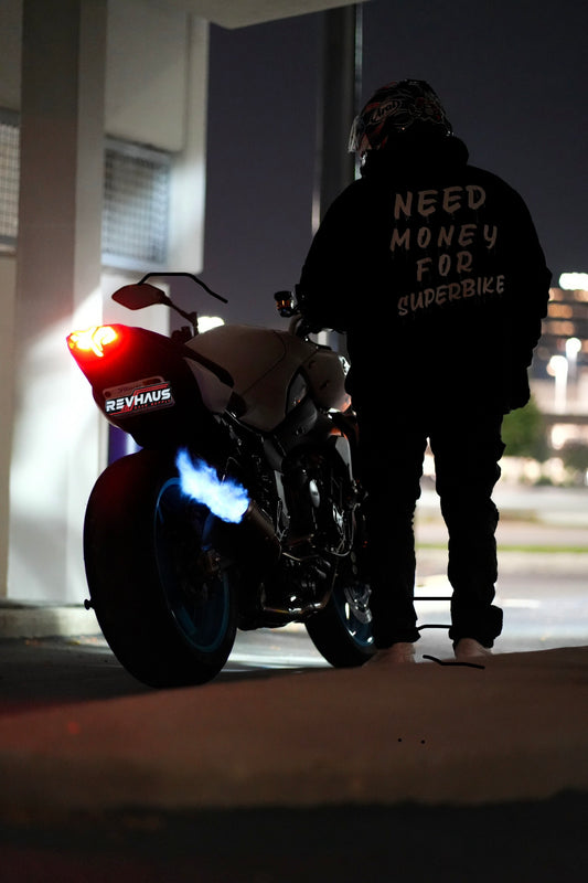 'Need Money for Superbike' Hoodie (Mid-Weight)