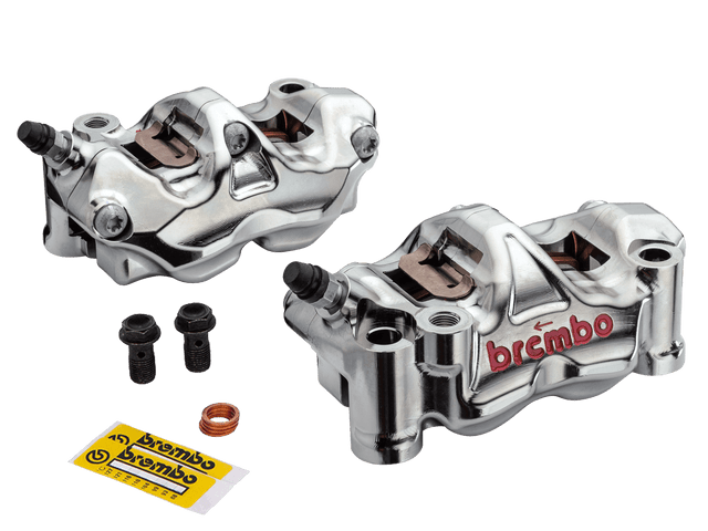 Brembo 108mm GP4-RX Billet Front Caliper Set (Nickel/Red)