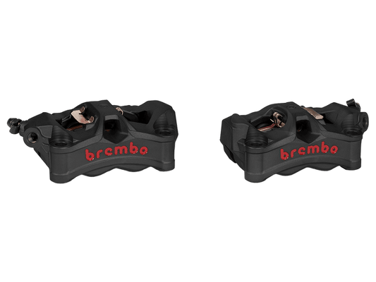 Brembo 100mm Stylema Cast Monobloc Front Caliper Set (Titanium Gray/Red or Black/Red)