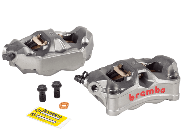 Brembo 100mm Stylema Cast Monobloc Front Caliper Set (Titanium Gray/Red or Black/Red)